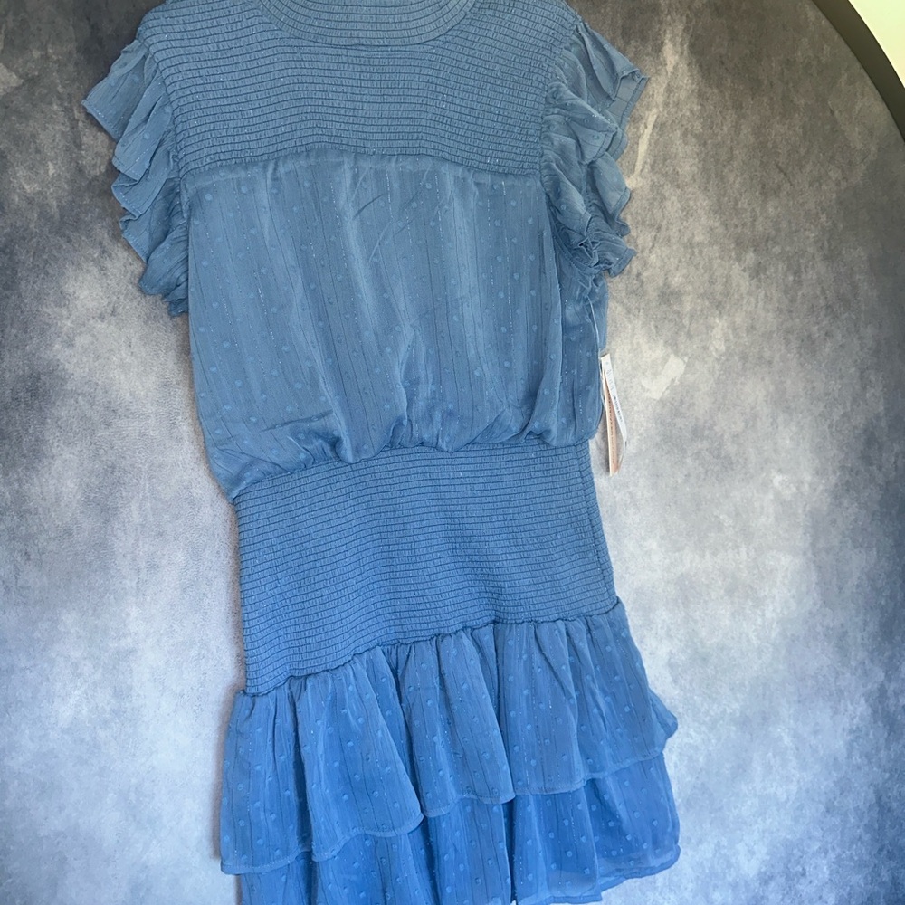 Aqua Dress in Soft Blue with Ruffles